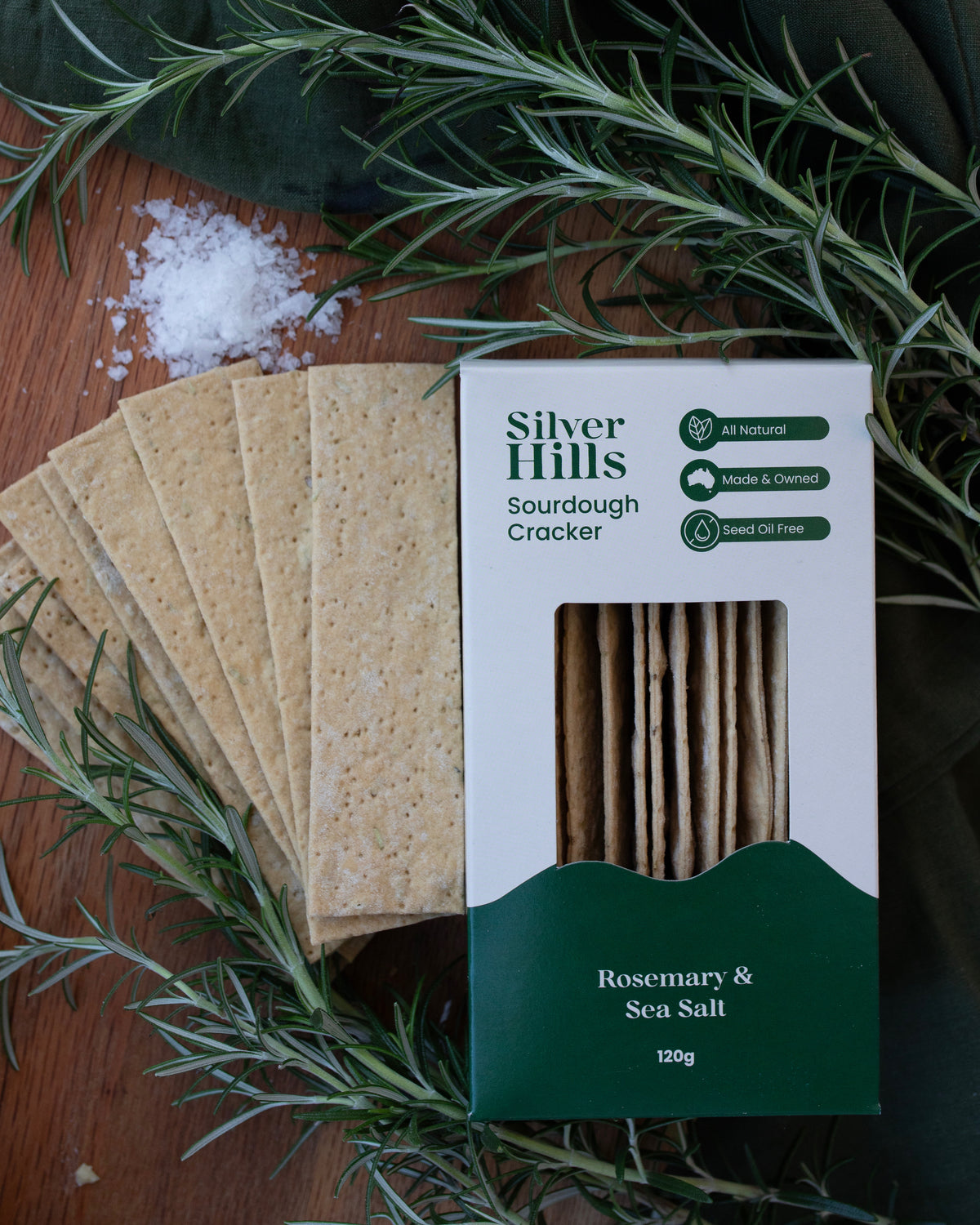 Silver Hills Sourdough Cracker - Rosemary & Sea Salt 120g