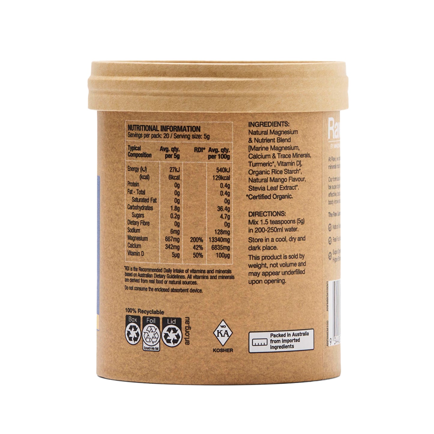 Real Food Nutrients Muscle Magnesium - Creamy Mango