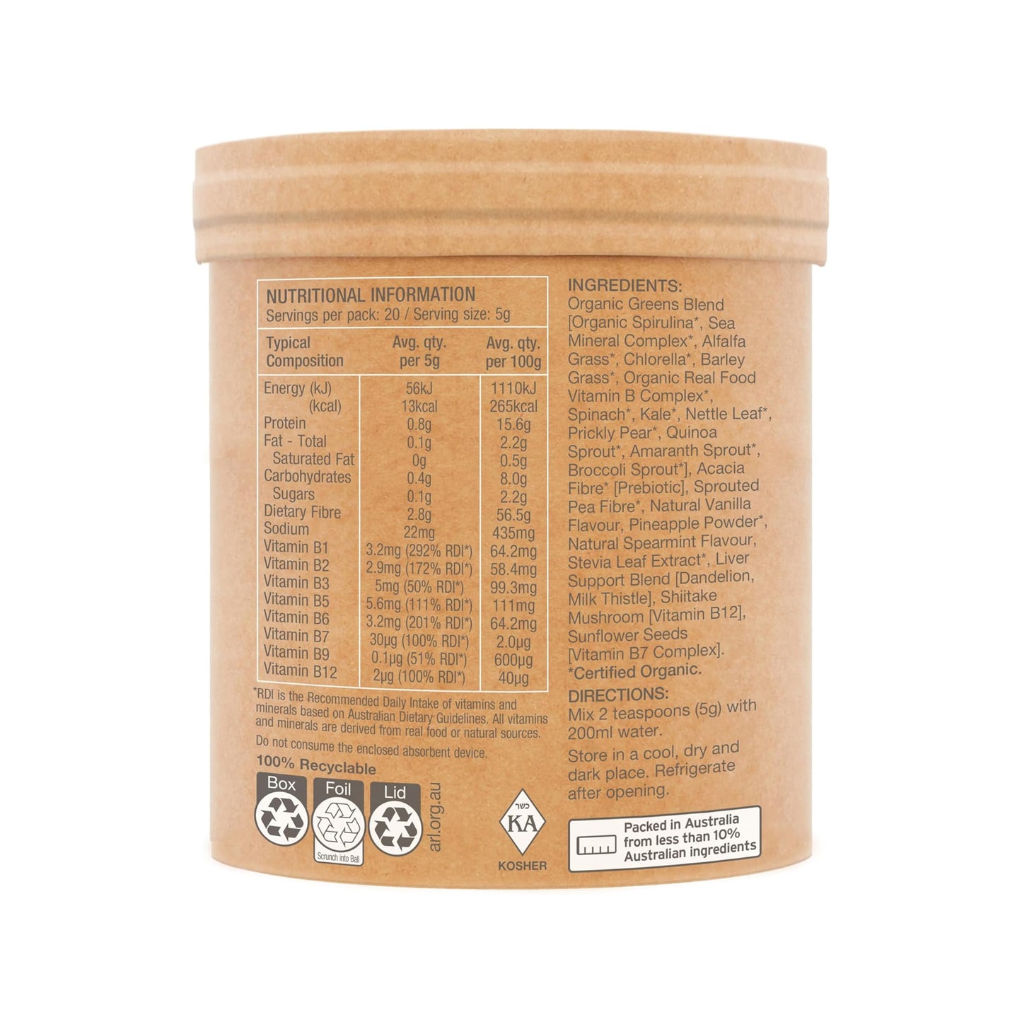 Real Food Nutrients Organic Greens - Vanilla Mint