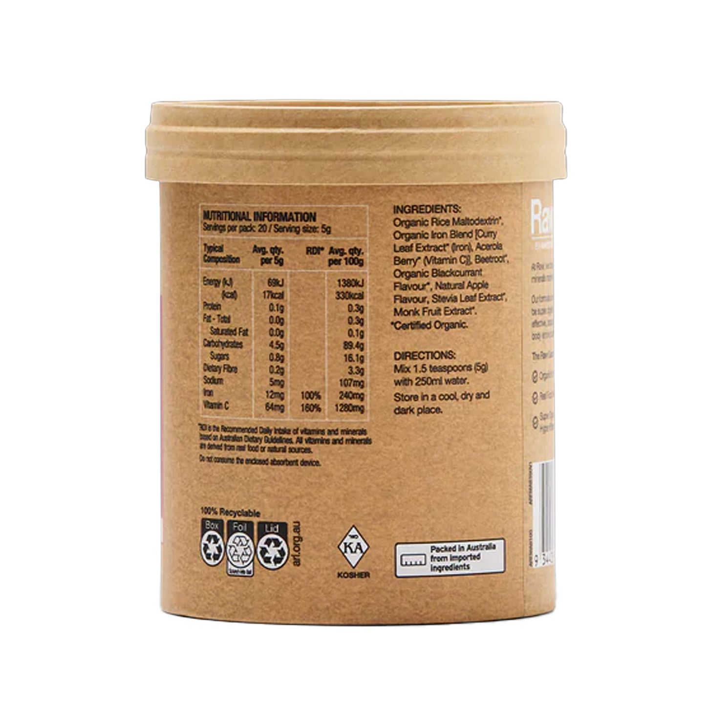 Real Food Nutrients Organic Iron - Apple Blackcurrant