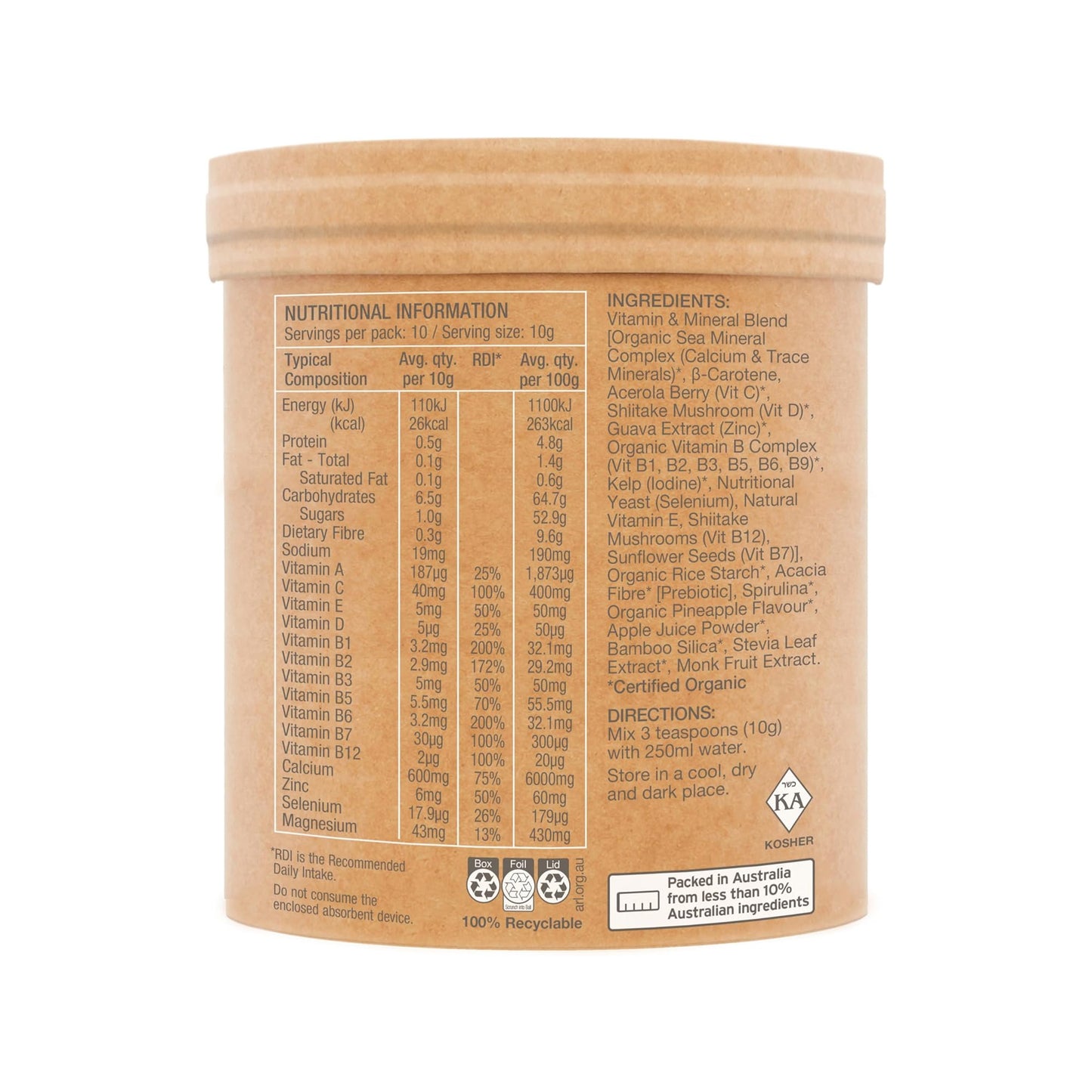Real Food Nutrients Organic Multivitamin - Pineapple