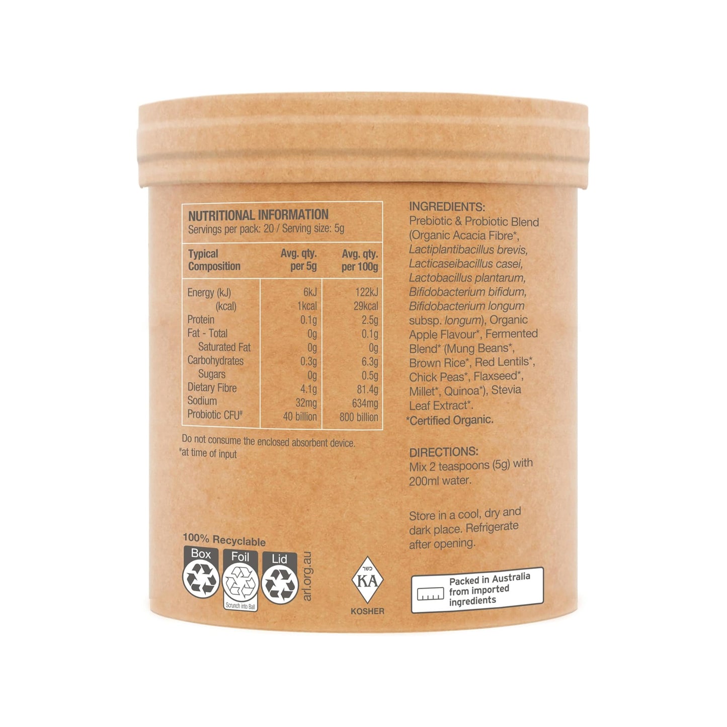 Real Food Nutrients Organic Probiotics - Cloudy Apple