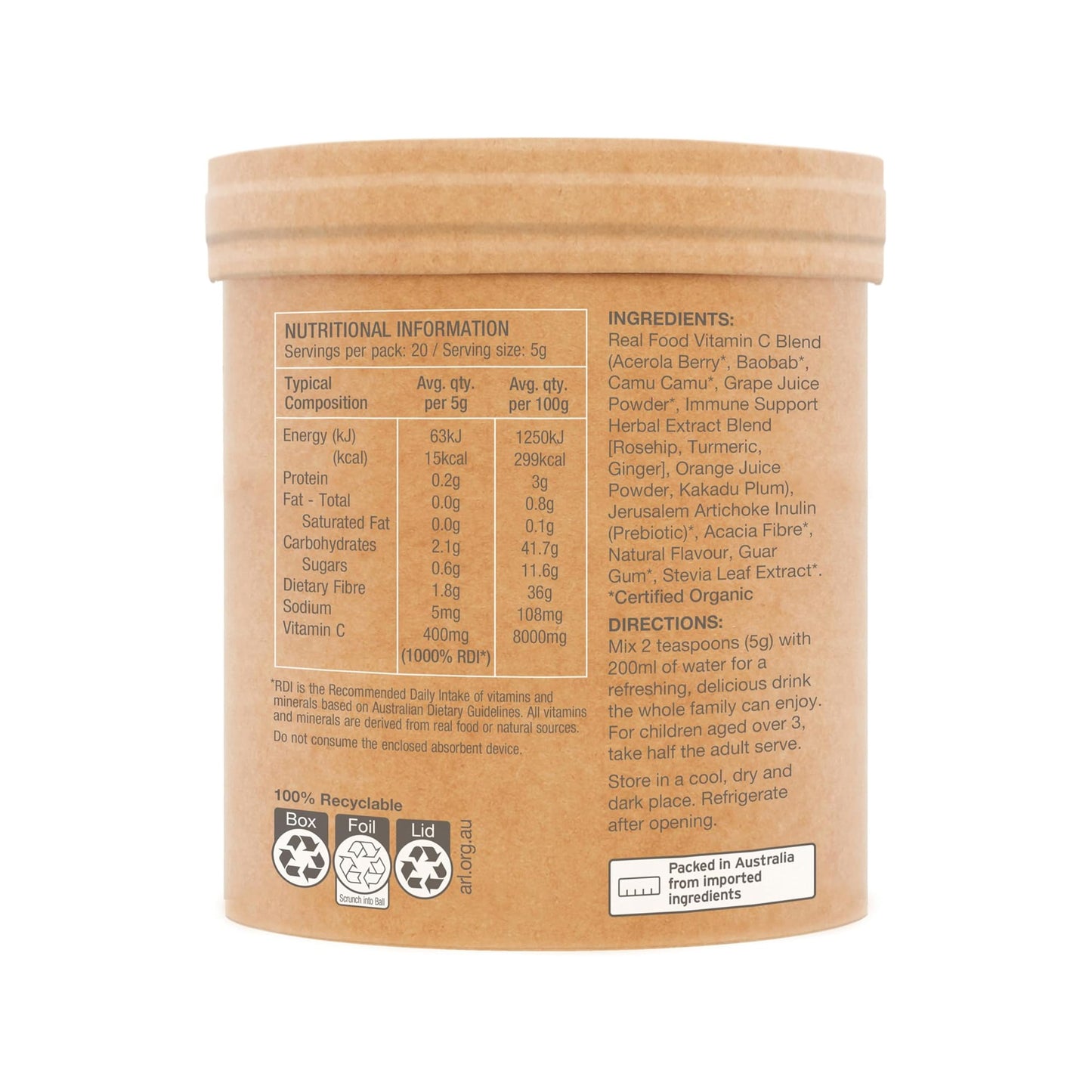 Real Food Nutrients Organic Vitamin C - Passionfruit