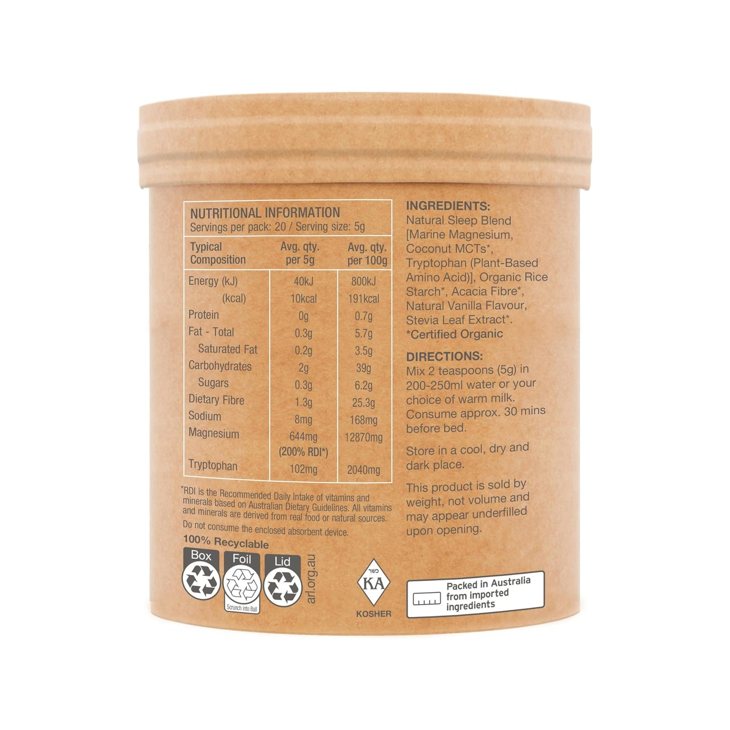Real Food Nutrients Sleep Magnesium - Dreamy Vanilla