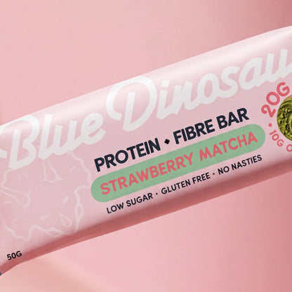 Blue Dinosaur Protein + Fibre Bar - Strawberry Matcha 12 x 50g