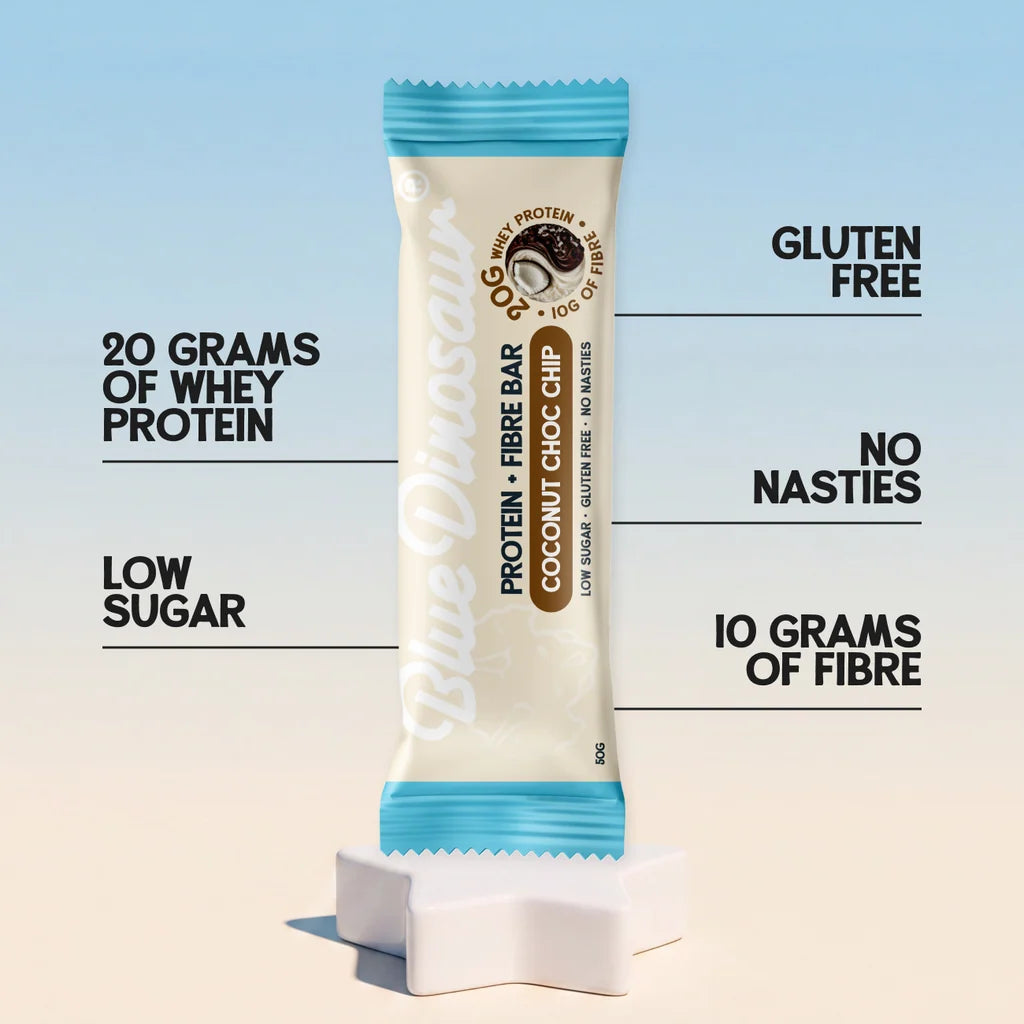 Blue Dinosaur Protein + Fibre Bar - Coconut Choc Chip 12 x 50g
