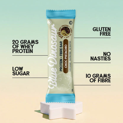 Blue Dinosaur Protein + Fibre Bar - Choc Pistachio Bar 12 x 50g