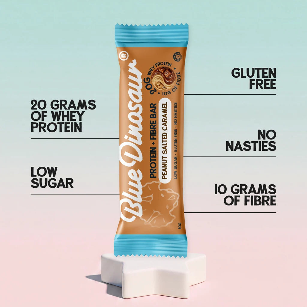 Blue Dinosaur Protein + Fibre Bar - Peanut Salted Caramel 12 x 50g