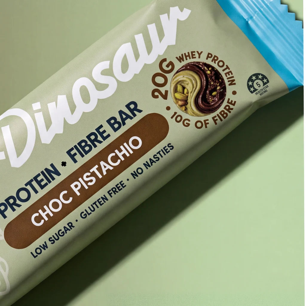 Blue Dinosaur Protein + Fibre Bar - Choc Pistachio Bar 12 x 50g