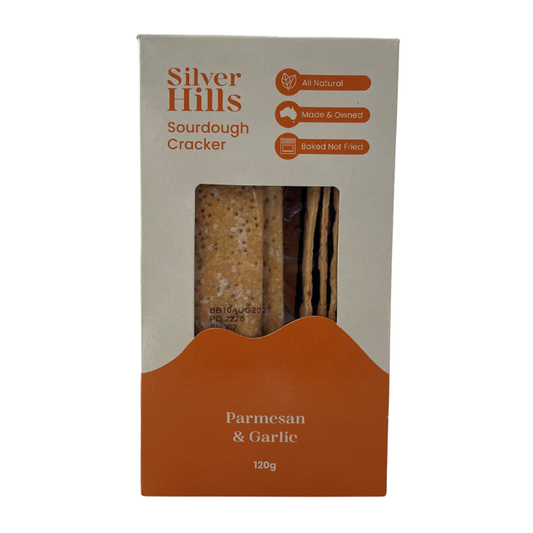 Silver Hills Sourdough Cracker - Parmesan & Garlic 120g